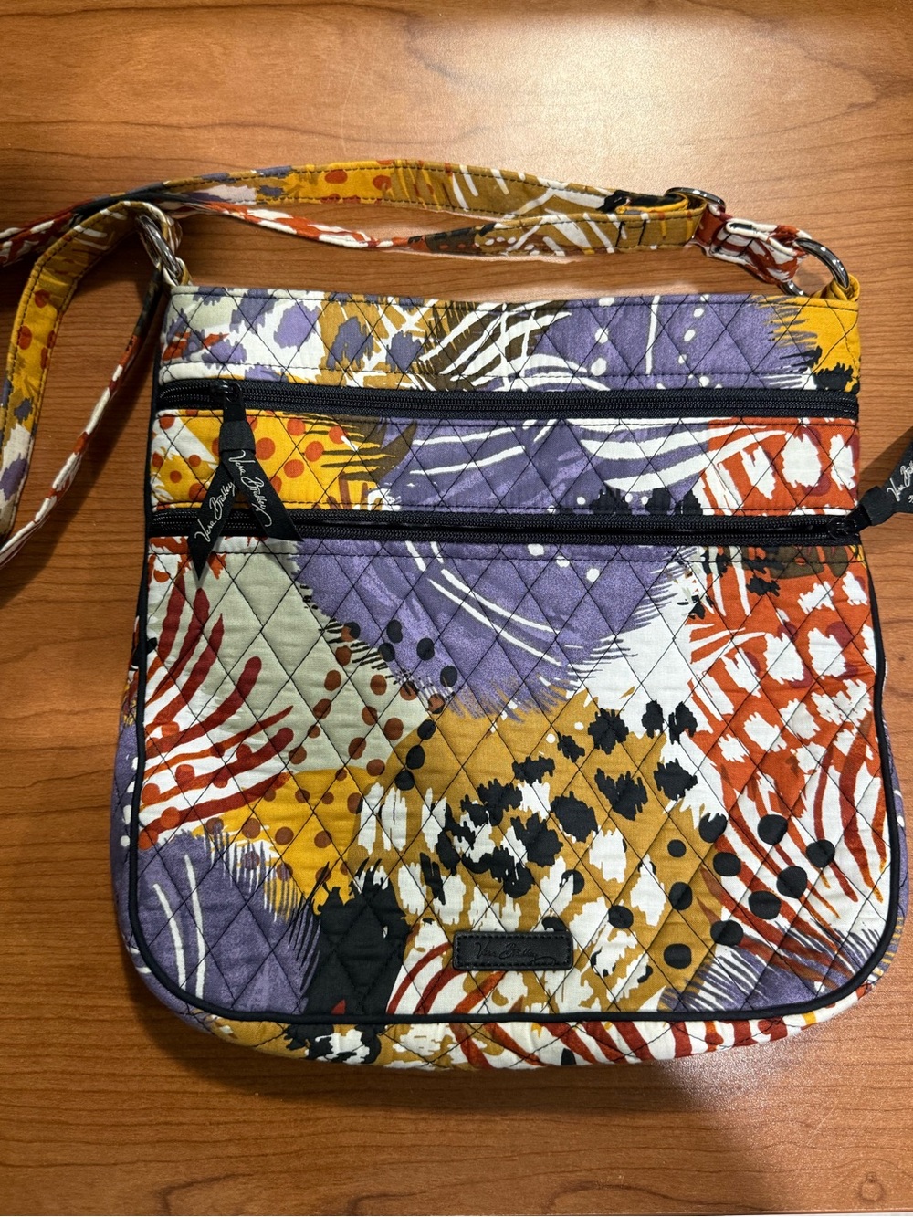 Vera Bradley Quilted Crossbody in Purple, Mustard & Rust